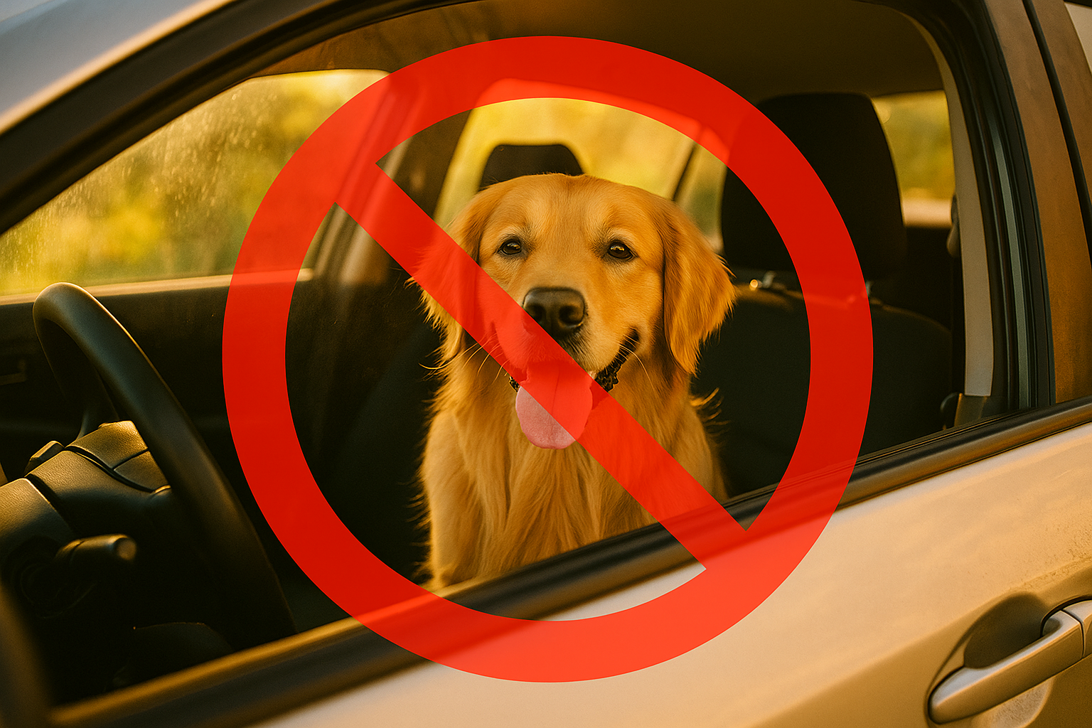 Hund i varmen må aldrig efterlades i en varm bil